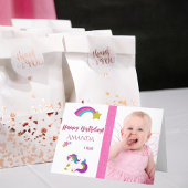 かわいいユニコーン幸せな1st魔法の誕生日と写真 カード