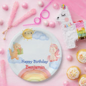 かわいいユニコーン恐竜の虹の誕生日パーティー ペーパープレート (パーティー)