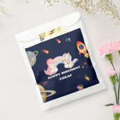 かわいいユニコーン恐竜銀河系ロケット誕生日パーティー フェイバーバッグ (封をした状態)