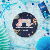 かわいいユニコーン恐竜銀河系ロケット誕生日パーティー ペーパープレート (パーティー)