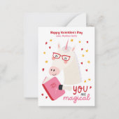 かわいいユニコーン教室キッズバレンタインデーのカード ノートカード (正面)