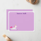 かわいいユニコーン文房具 ノートカード (正面/裏面インサイチュ)