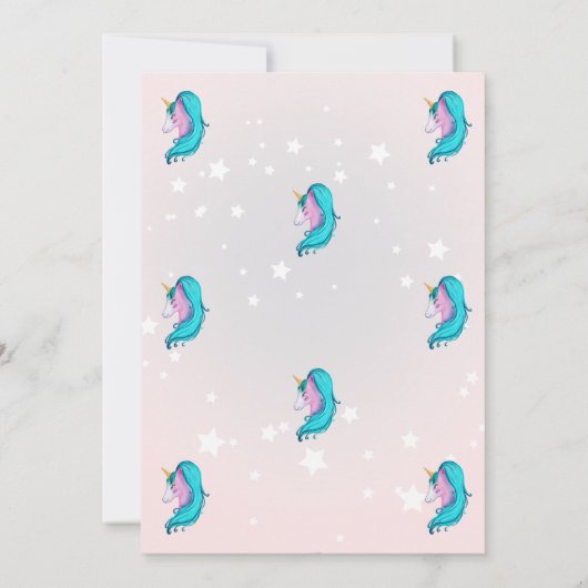 かわいいユニコーン星赤ちゃんシャワー 招待状 (裏面)