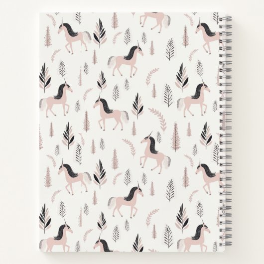 かわいいユニコーン柄のノートパーソナライズされたブック ノートブック (裏面)