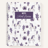 かわいいユニコーン柄のノートパーソナライズされたブック ノートブック (正面)