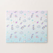 かわいいユニコーン気球の虹の誕生日パーティーキッズ ジグソーパズル (横)