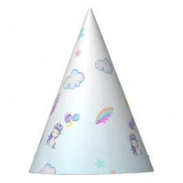かわいいユニコーン気球の虹の誕生日パーティーキッズ パーティーハット