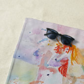 かわいいユニコーン水彩女子ビーチタオル ビーチタオル (インサイチュ)