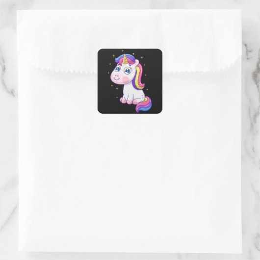 かわいいユニコーン漫画 スクエアシール (バッグ)