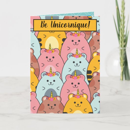 かわいいユニコーン猫ちゃん「Be Unicornique」 カード (正面)