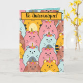 かわいいユニコーン猫ちゃん「Be Unicornique」 カード (黄色い花)