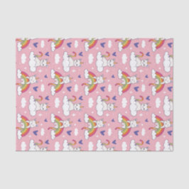 かわいいユニコーン猫の虹柄バレンタインデー 薄葉紙