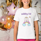 かわいいユニコーン猫の誕生日ガールTシャツ Tシャツ