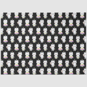 かわいいユニコーン猫の黒い柄 薄葉紙