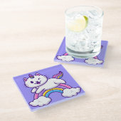 かわいいユニコーン猫ガラスコースター ガラスコースター (アングル)