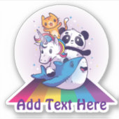 かわいいユニコーン猫シャークパンダクマ動物形 シール (正面)