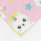 かわいいユニコーン猫ライトピンク フリースブランケット (角)