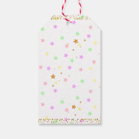 かわいいユニコーン猫レインボーガールバースデーパーティーの特典 ギフトタグ (裏面)