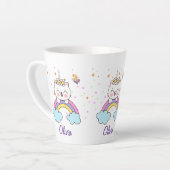 かわいいユニコーン猫レインボースターズkid's誕生日名 カフェラテマグ (左アングル)
