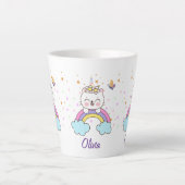 かわいいユニコーン猫レインボースターズkid's誕生日名 カフェラテマグ (正面)