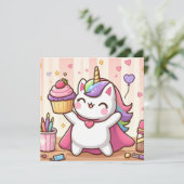 かわいいユニコーン猫誕生日カード シーズンカード (スタンド正面)