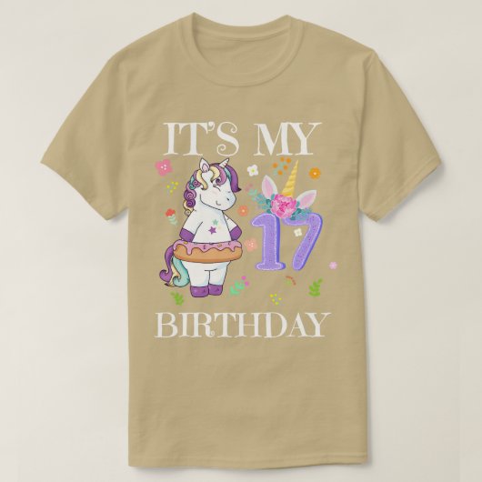 かわいいユニコーン私の17誕生日 Tシャツ (デザイン正面)