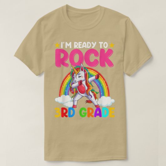 かわいいユニコーン第3新学期がロック可能 Tシャツ (デザイン正面)