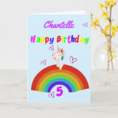 かわいいユニコーン第5誕生日 カード (黄色い花)