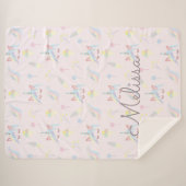 かわいいユニコーン絵文字パステルモノグラム シェルパブランケット (正面(横))