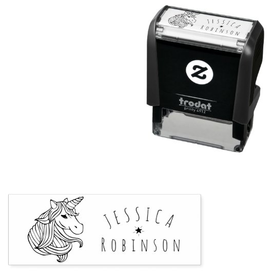 かわいいユニコーン署名名前をカスタムするスクールの本 セルフインキングスタンプ (インサイチュ)