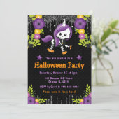 かわいいユニコーン花のハロウィンパーティー 招待状 (スタンド正面)