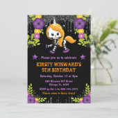 かわいいユニコーン花のハロウィン誕生日 招待状 (スタンド正面)