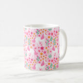 かわいいユニコーン花の模様ピンクパーソナライズされたの名前 コーヒーマグカップ (正面右)