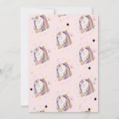 かわいいユニコーン花ベビーシャワー 招待状 (裏面)