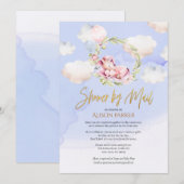 かわいいユニコーン花束青空ベイビーシャワーbyメール 招待状 (正面/裏面)