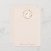 かわいいユニコーン花輪 ブッシュピンク オーダーネーム サンキューカード (正面/裏面)