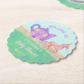 かわいいユニコーン茶パーティー赤ちゃんシャワー戦車 ペーパーコースター (アングル)