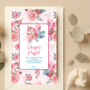 かわいいユニコーン虹おむつラッフル エンクロージャーカード