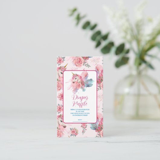 かわいいユニコーン虹おむつラッフル エンクロージャーカード (スタンド正面)