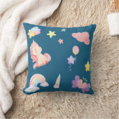 かわいいユニコーン虹のハートバルーン星模様 クッション (ブランケット)