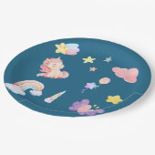 かわいいユニコーン虹のハートバルーン星模様 ペーパープレート (アングル)