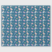 かわいいユニコーン虹のハートバルーン星模様 ラッピングペーパー (フラット)