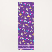 かわいいユニコーン虹の子供たちモノグラム誕生日パーティー ヨガマット (正面)