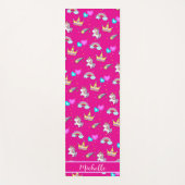 かわいいユニコーン虹の子供たちモノグラム誕生日パーティー ヨガマット (正面)