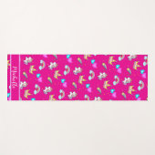 かわいいユニコーン虹の子供たちモノグラム誕生日パーティー ヨガマット (正面(横))