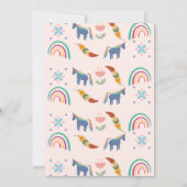 かわいいユニコーン虹の赤ちゃんシャワー サンキューカード (裏面)