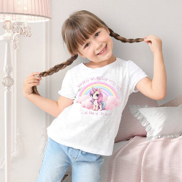 かわいいユニコーン虹の輝く少女 Tシャツ