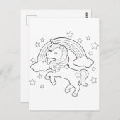 かわいいユニコーン虹の雲スターの色彩活動 ポストカード (正面/裏面)
