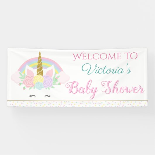 かわいいユニコーン虹ベビーシャワーバナー 横断幕 (横)