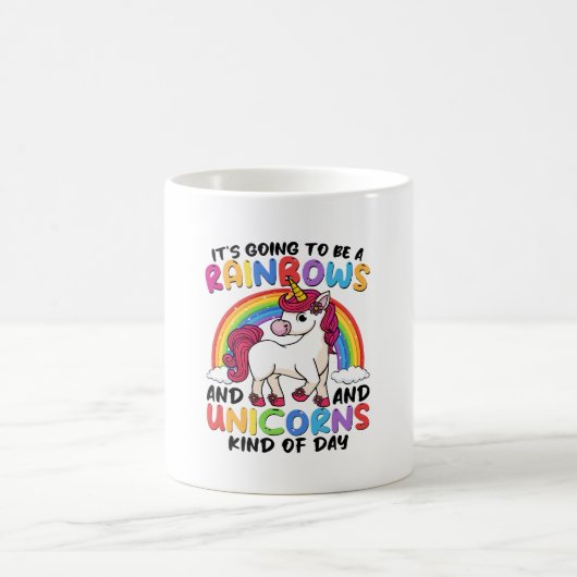 かわいいユニコーン虹面白い コーヒーマグカップ (中央)